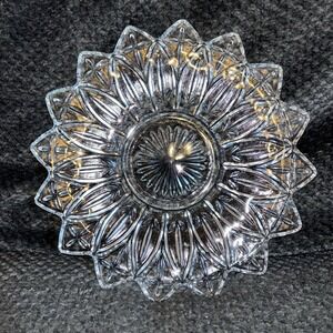 Vintage Federal Glass Flower Petal Clear Glass Sandwich Plate / Dish Large 11.5"